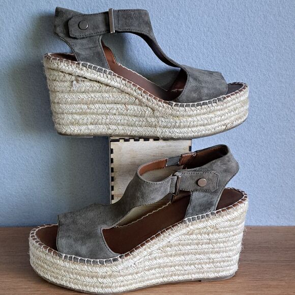 Franco Sarto Women’s 8.5 38.5 Olive Suede Espadrille Wedge Sandals Summer - Picture 4 of 9